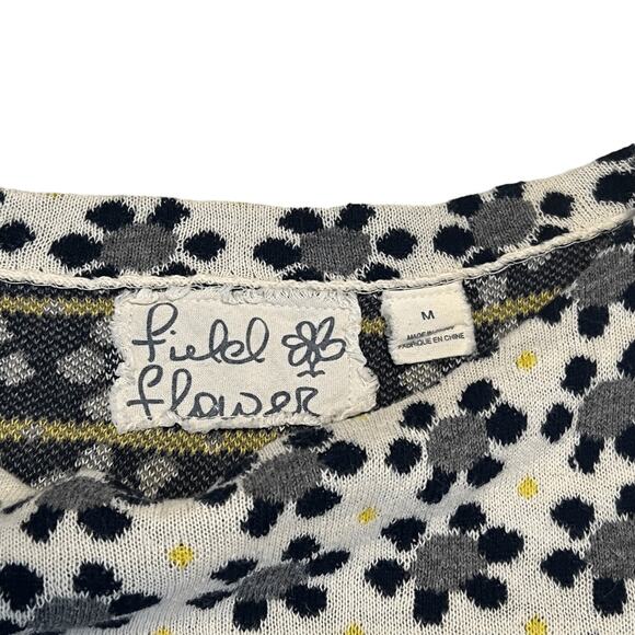 Anthropologie Field Flower Crewneck Floral Sweater 3/4 Sleeves Sz M - Picture 3 of 9